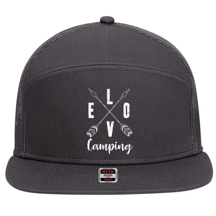 Love Camping Arrows 7 Panel Mesh Trucker Snapback Hat
