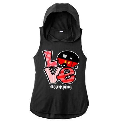 Love Camping Cartoon Ladies PosiCharge Tri-Blend Wicking Draft Hoodie Tank