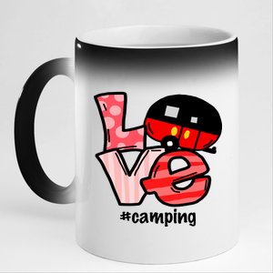 Love Camping Cartoon 11oz Black Color Changing Mug