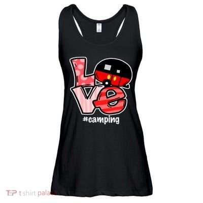 Love Camping Cartoon Ladies Essential Flowy Tank