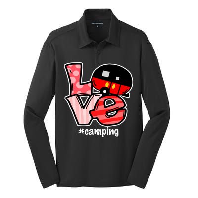 Love Camping Cartoon Silk Touch Performance Long Sleeve Polo