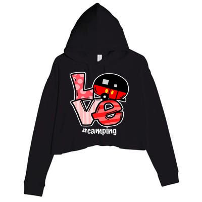 Love Camping Cartoon Crop Fleece Hoodie