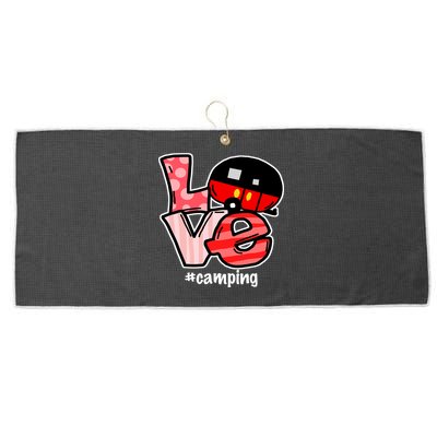 Love Camping Cartoon Large Microfiber Waffle Golf Towel