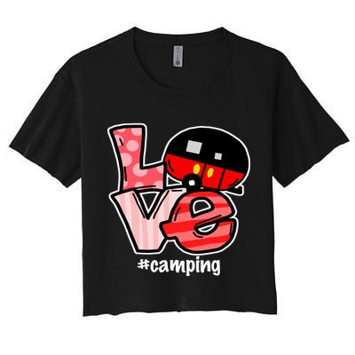Love Camping Cartoon Crop Top