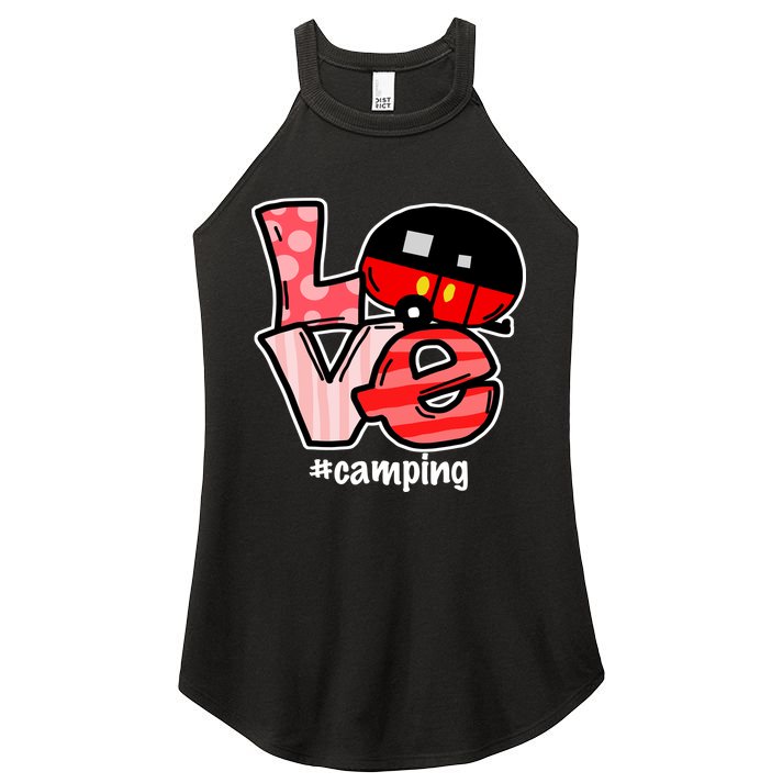Love Camping Cartoon Women's Perfect Tri Rocker Tank