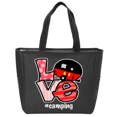 Love Camping Cartoon Zip Tote Bag