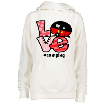 Love Camping Cartoon Womens Funnel Neck Pullover Hood