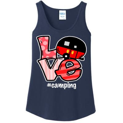 Love Camping Cartoon Ladies Essential Tank