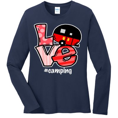 Love Camping Cartoon Ladies Long Sleeve Shirt