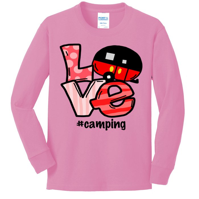 Love Camping Cartoon Kids Long Sleeve Shirt