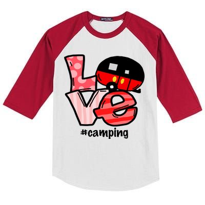 Love Camping Cartoon Kids Colorblock Raglan Jersey