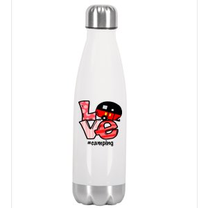 Love Camping Cartoon Stainless Steel Insulated Water Bottle