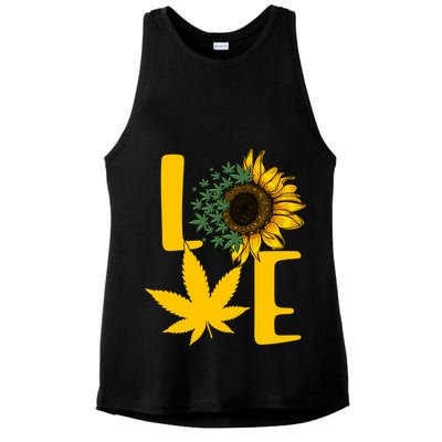 Love Cannabis Sunflower Ladies PosiCharge Tri-Blend Wicking Tank
