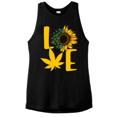 Love Cannabis Sunflower Ladies PosiCharge Tri-Blend Wicking Tank