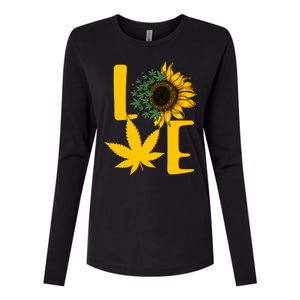 Love Cannabis Sunflower Womens Cotton Relaxed Long Sleeve T-Shirt