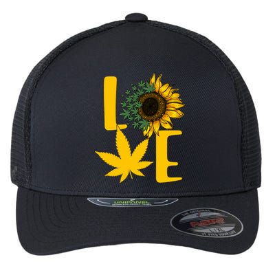 Love Cannabis Sunflower Flexfit Unipanel Trucker Cap