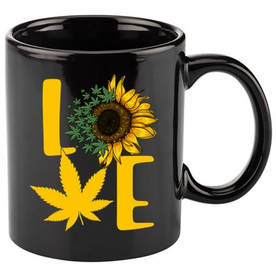 Love Cannabis Sunflower 11oz C Handle Ceramic Mug