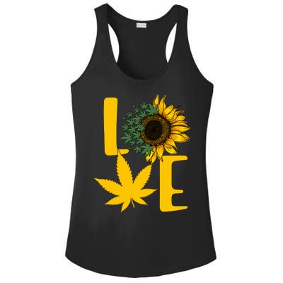 Love Cannabis Sunflower Ladies PosiCharge Competitor Racerback Tank