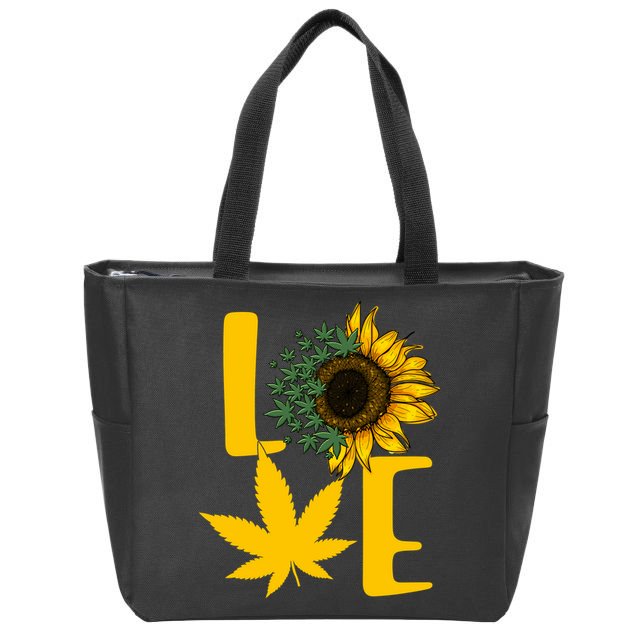 Love Cannabis Sunflower Zip Tote Bag