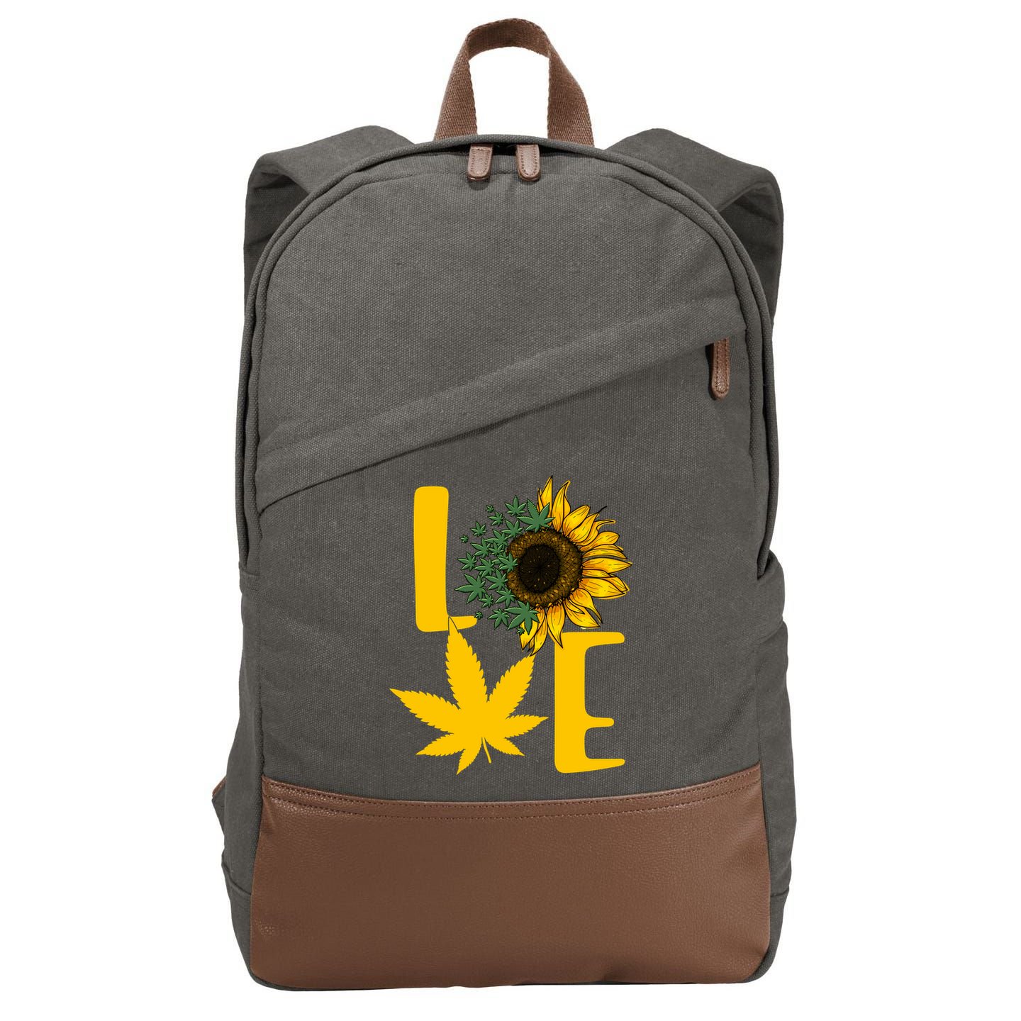 Love Cannabis Sunflower Cotton Canvas Backpack