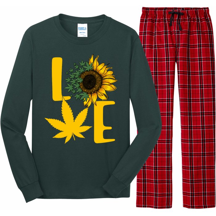 Love Cannabis Sunflower Long Sleeve Pajama Set