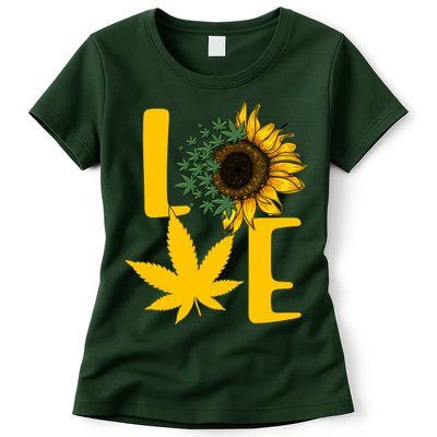 Love Cannabis Sunflower Womens T-Shirt
