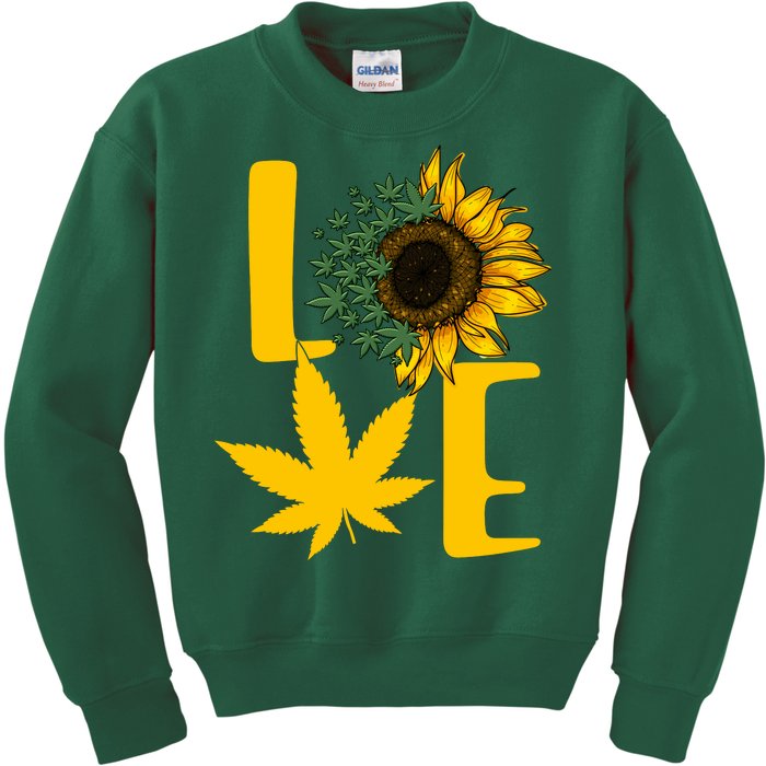 Love Cannabis Sunflower Kids Sweatshirt