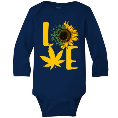 Love Cannabis Sunflower Baby Long Sleeve Bodysuit