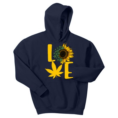 Love Cannabis Sunflower Kids Hoodie