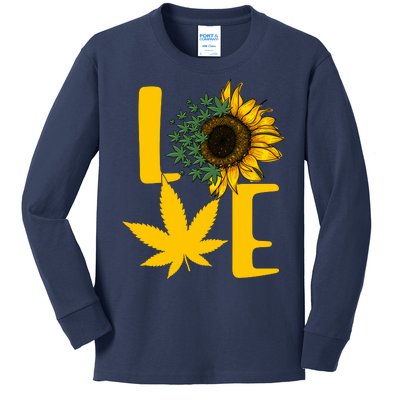 Love Cannabis Sunflower Kids Long Sleeve Shirt