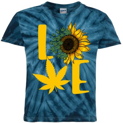 Love Cannabis Sunflower Kids Tie-Dye T-Shirt