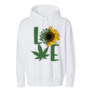 Love Cannabis Sunflower Garment-Dyed Fleece Hoodie