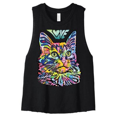 Love Cat Dean Russo Women's Racerback Cropped Tank