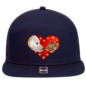 Love Cats and Dogs 7 Panel Mesh Trucker Snapback Hat