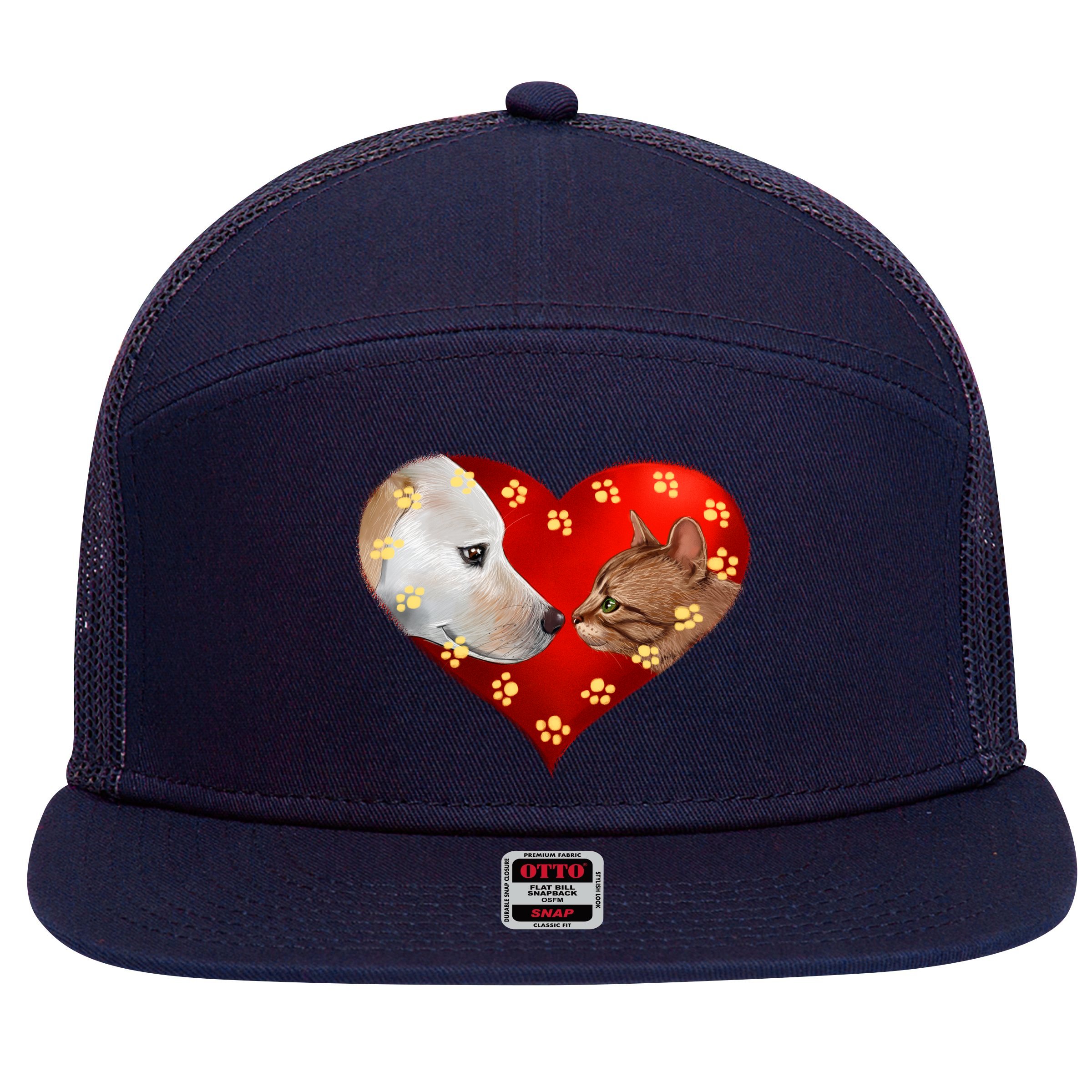 Love Cats and Dogs 7 Panel Mesh Trucker Snapback Hat