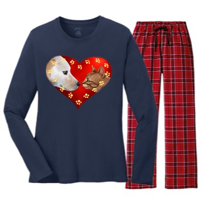 Love Cats and Dogs Women's Long Sleeve Flannel Pajama Set 