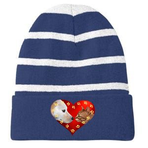 Love Cats and Dogs Striped Beanie with Solid Band