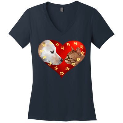 Love Cats and Dogs Women's V-Neck T-Shirt