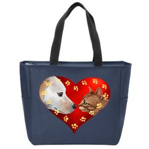 Love Cats and Dogs Zip Tote Bag