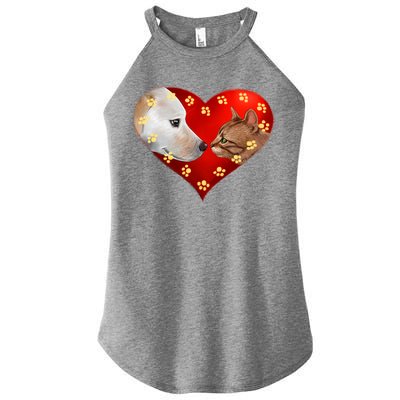 Love Cats and Dogs Women’s Perfect Tri Rocker Tank