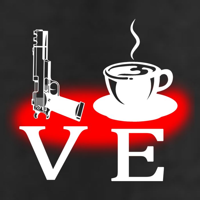 Love Coffee And Guns 7 Panel Mesh Trucker Snapback Hat