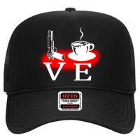 Love Coffee And Guns High Crown Mesh Back Trucker Hat