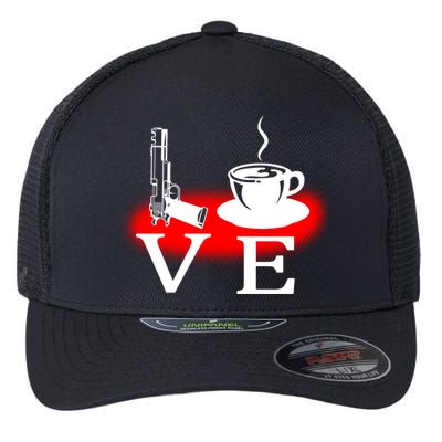 Love Coffee And Guns Flexfit Unipanel Trucker Cap