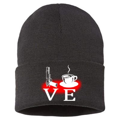 Love Coffee And Guns Sustainable Knit Beanie