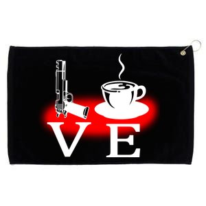 Love Coffee And Guns Grommeted Golf Towel