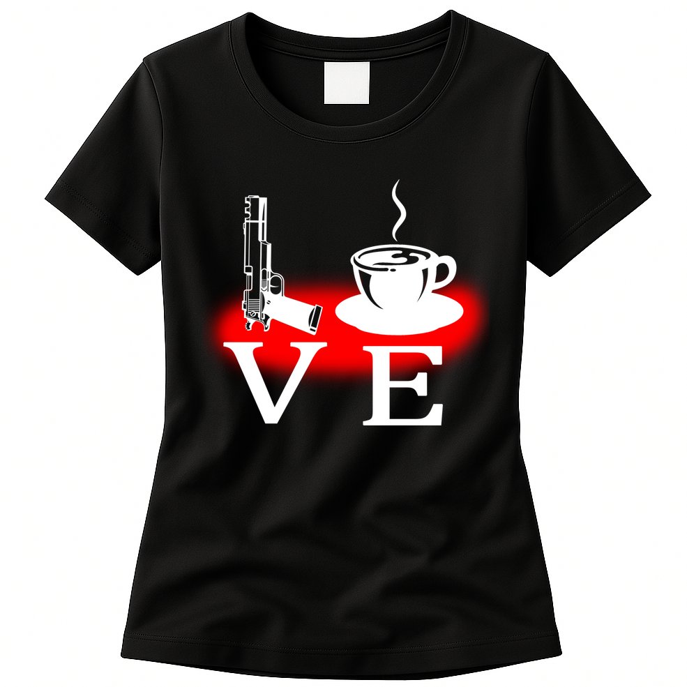 Love Coffee And Guns Womens T-Shirt
