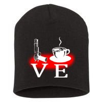 Love Coffee And Guns Short Acrylic Beanie