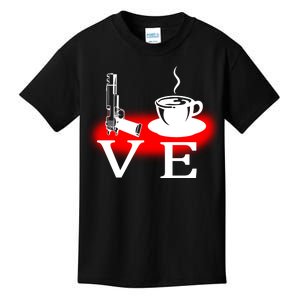 Love Coffee And Guns Kids T-Shirt