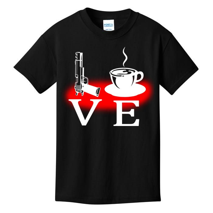 Love Coffee And Guns Kids T-Shirt