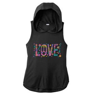 Love Crazy Wild Pattern Ladies PosiCharge Tri-Blend Wicking Draft Hoodie Tank